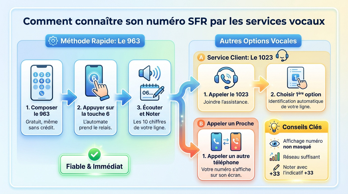 Méthodes pour retrouver son numéro de mobile SFR via les services vocaux