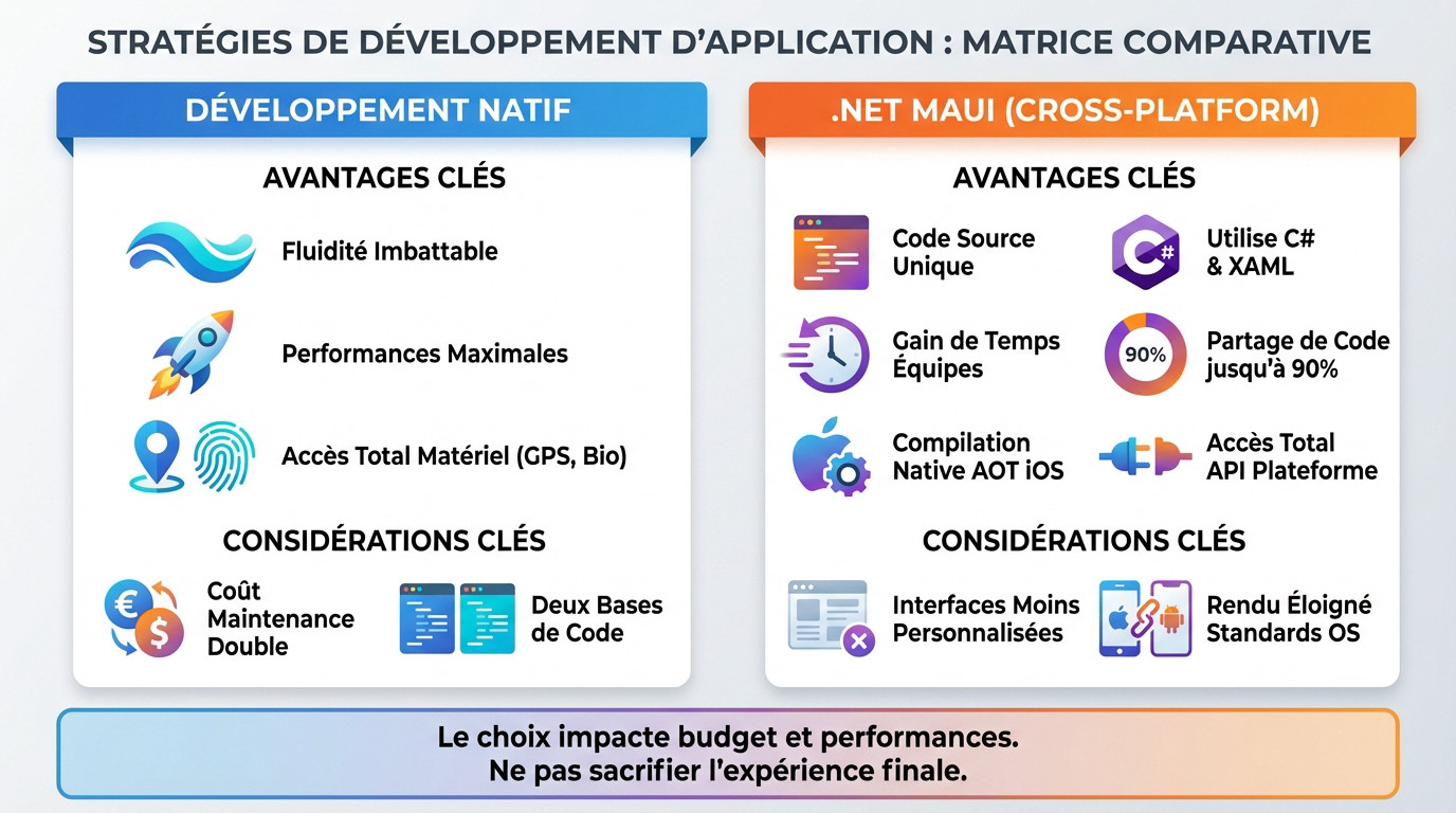 Comparaison entre le développement d'applications natives et le framework multiplateforme .NET MAUI