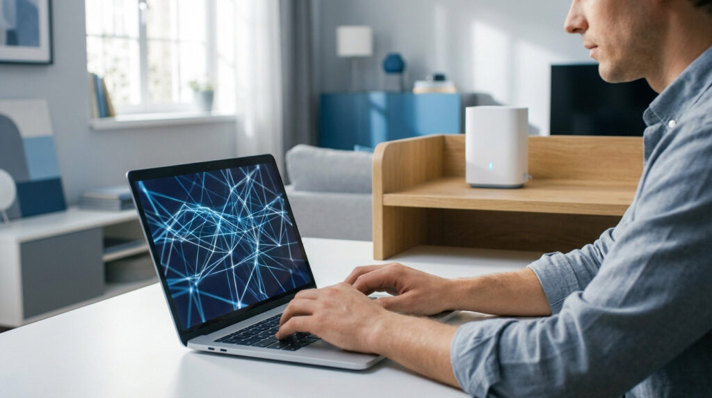 Étiquette de code wifi sur un routeur avec mention SSID et clé de sécurité