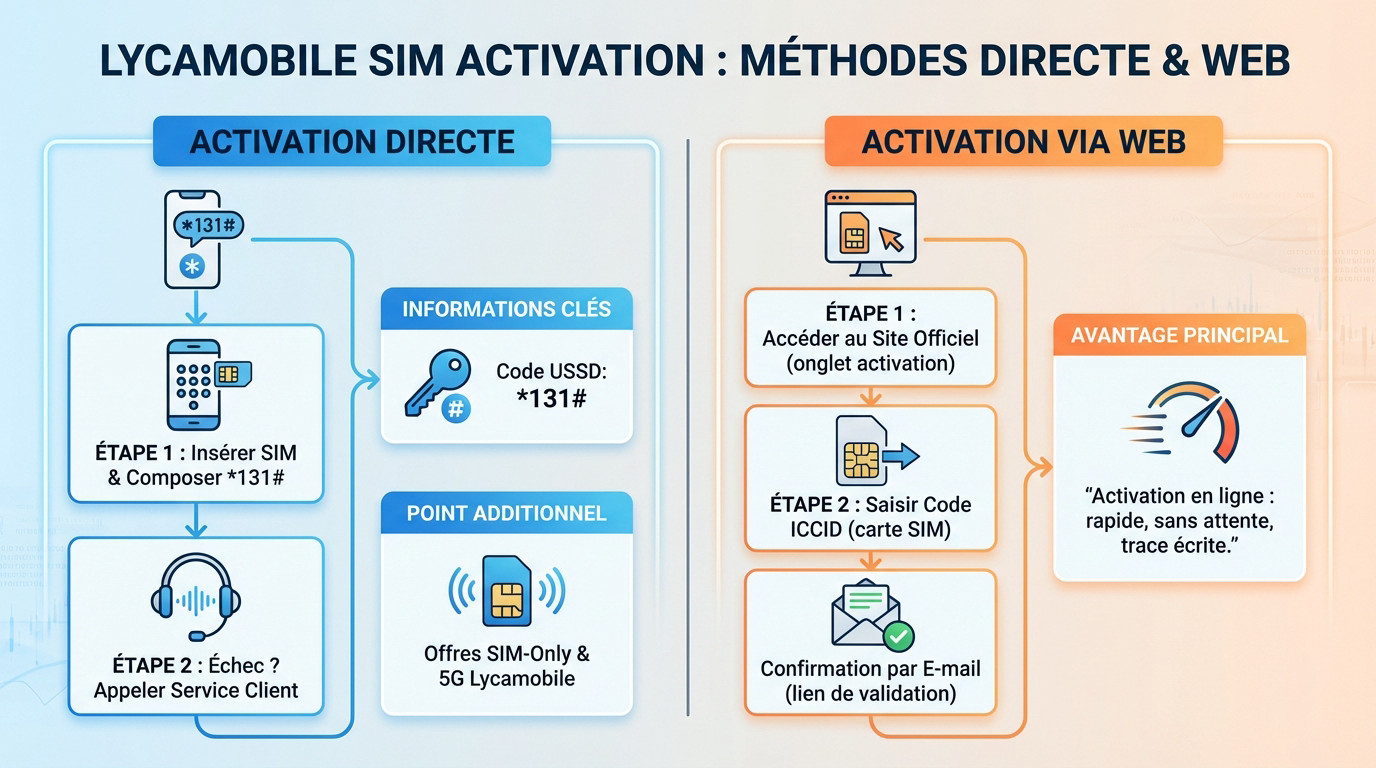 Activation carte SIM Lycamobile via mobile et interface web