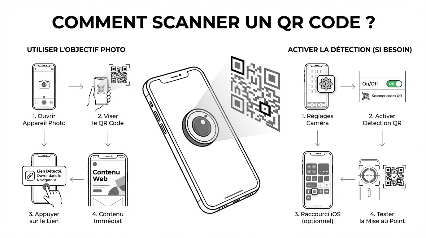 Utilisation d'un smartphone pour scanner un QR code
