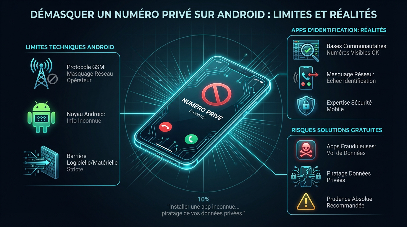 Un smartphone Android affichant un appel entrant en numéro inconnu
