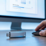 Clé USB formatée en FAT32 connectée à un ordinateur pour compatibilité maximale