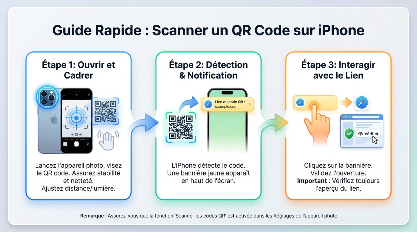 Guide rapide pour scanner un QR code sur iPhone avec l'appareil photo