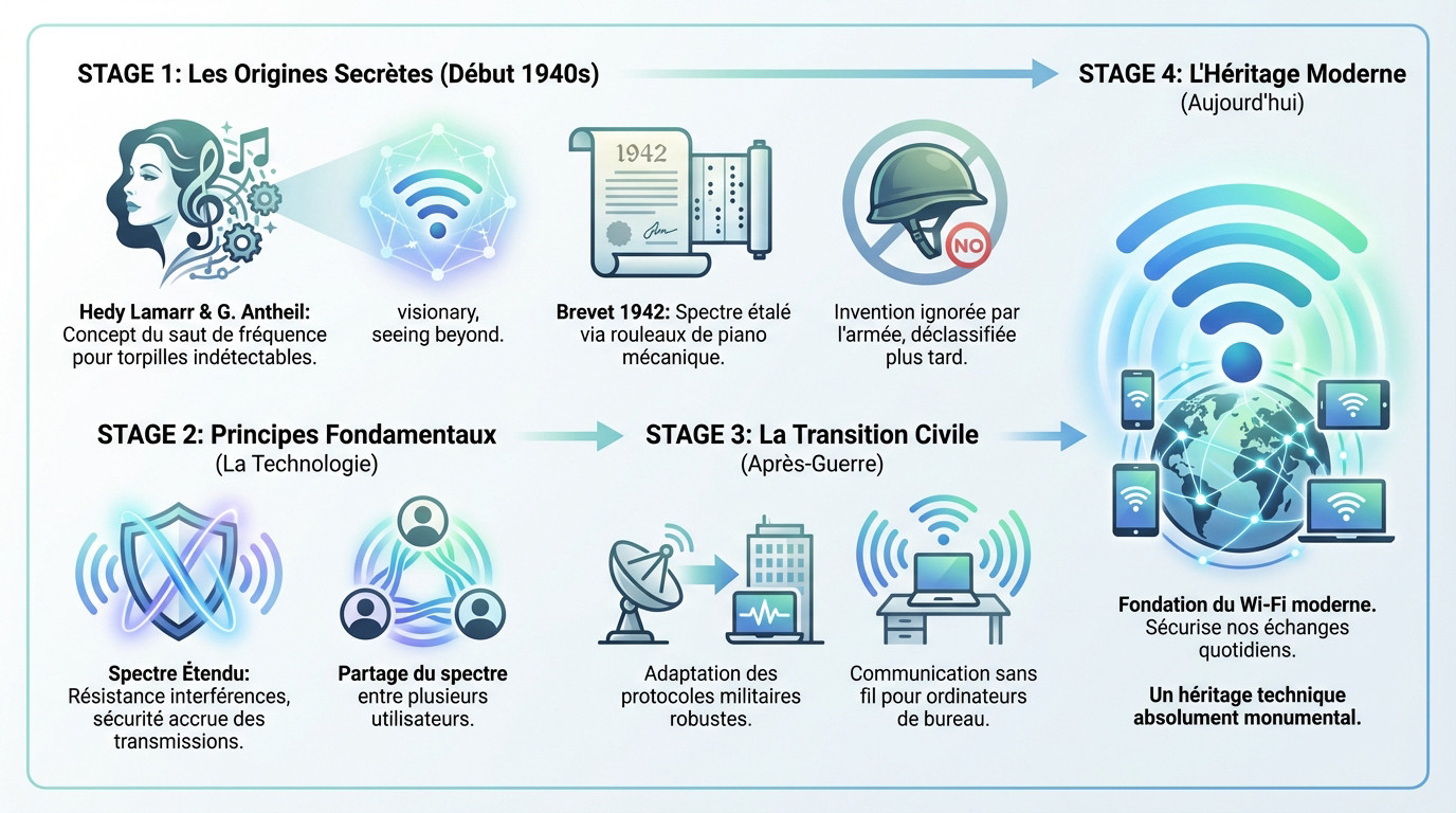Hedy Lamarr et l'évolution du Wi-Fi des origines militaires aux réseaux civils
