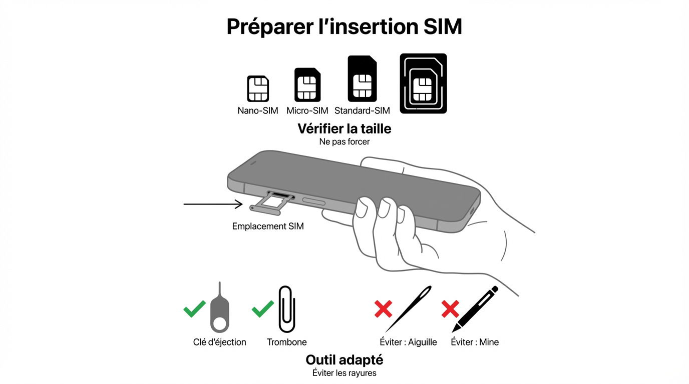 Matériel nécessaire pour insérer une carte SIM dans un smartphone