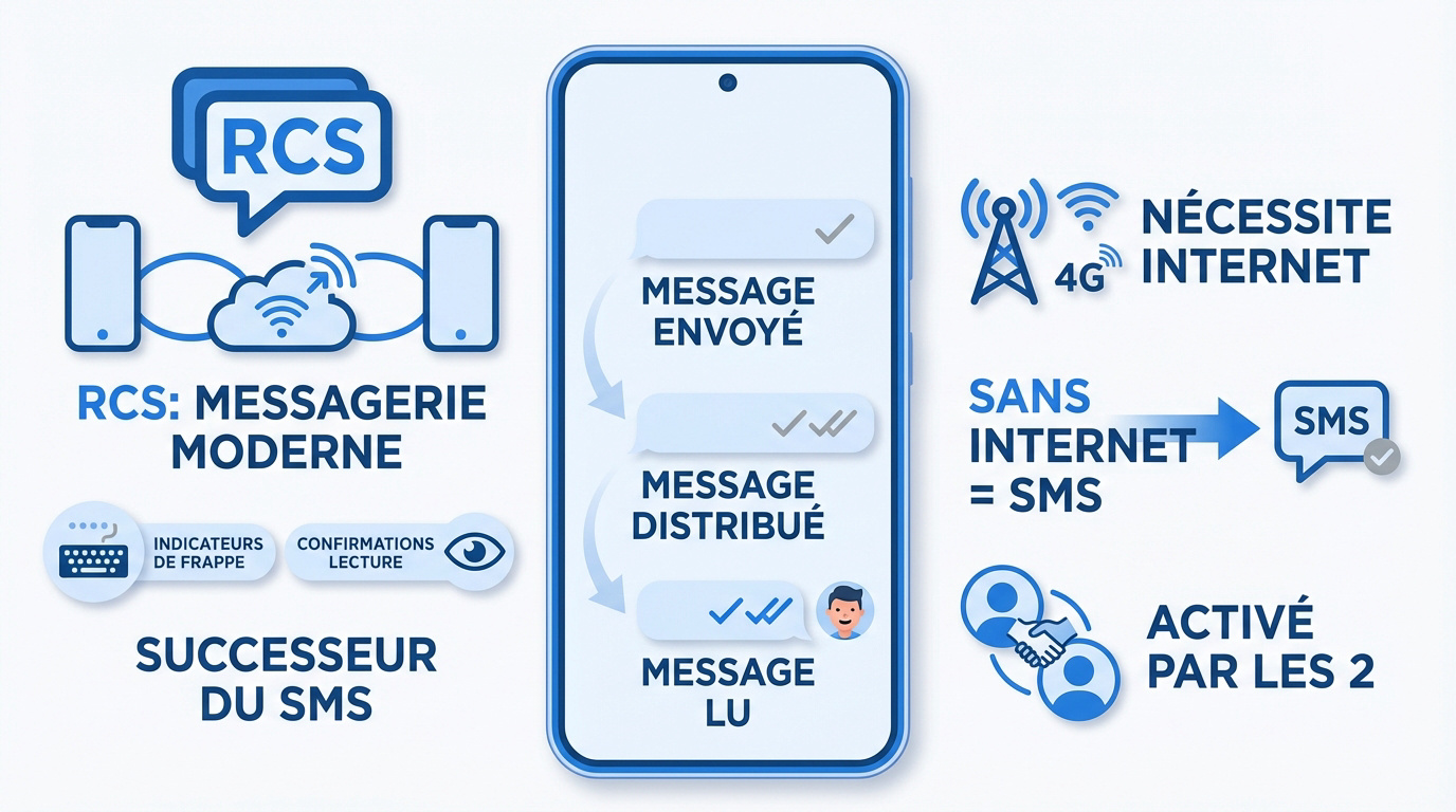 Interface de messagerie RCS sur Android affichant les confirmations de lecture