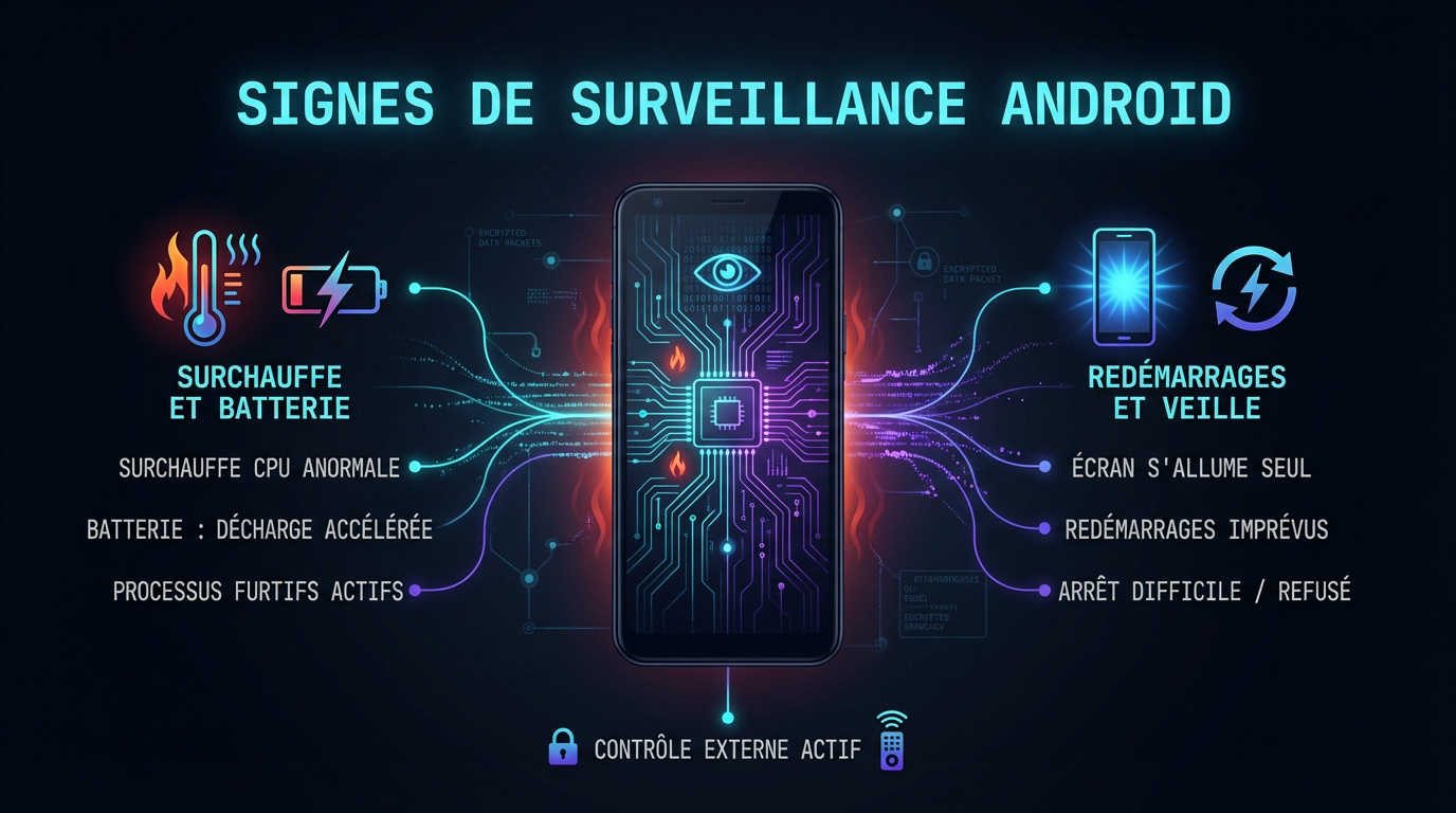 Signes physiques d'un téléphone Android espionné