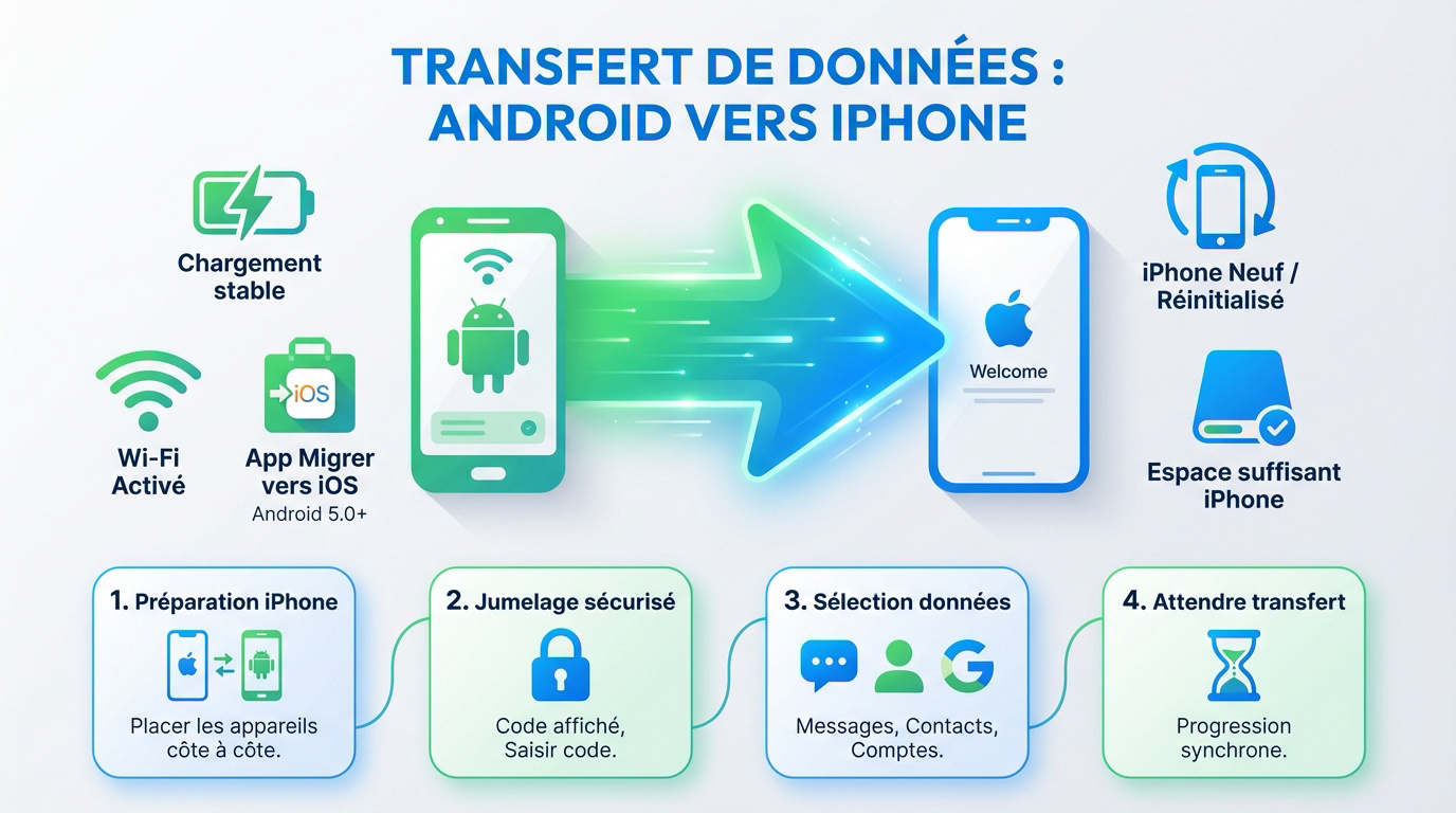 Interface de transfert de données entre un smartphone Android et un iPhone