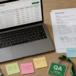 bureau testeur QA avec outils