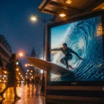 DOOH : écran LED grand format en affichage urbain en soirée
