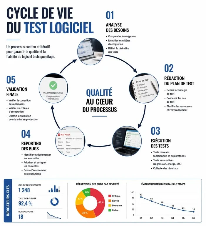 Cycle de vie du test logiciel et rôle du testeur QA dans le développement informatique