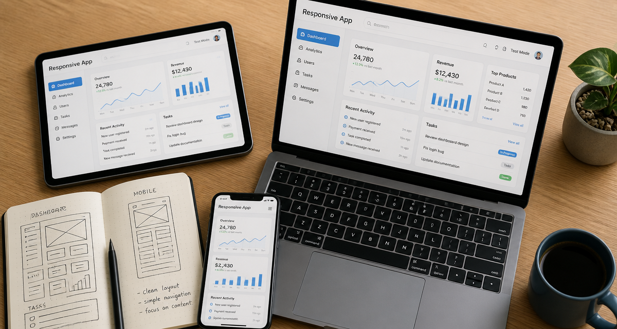 responsive app testée sur smartphone tablette et ordinateur