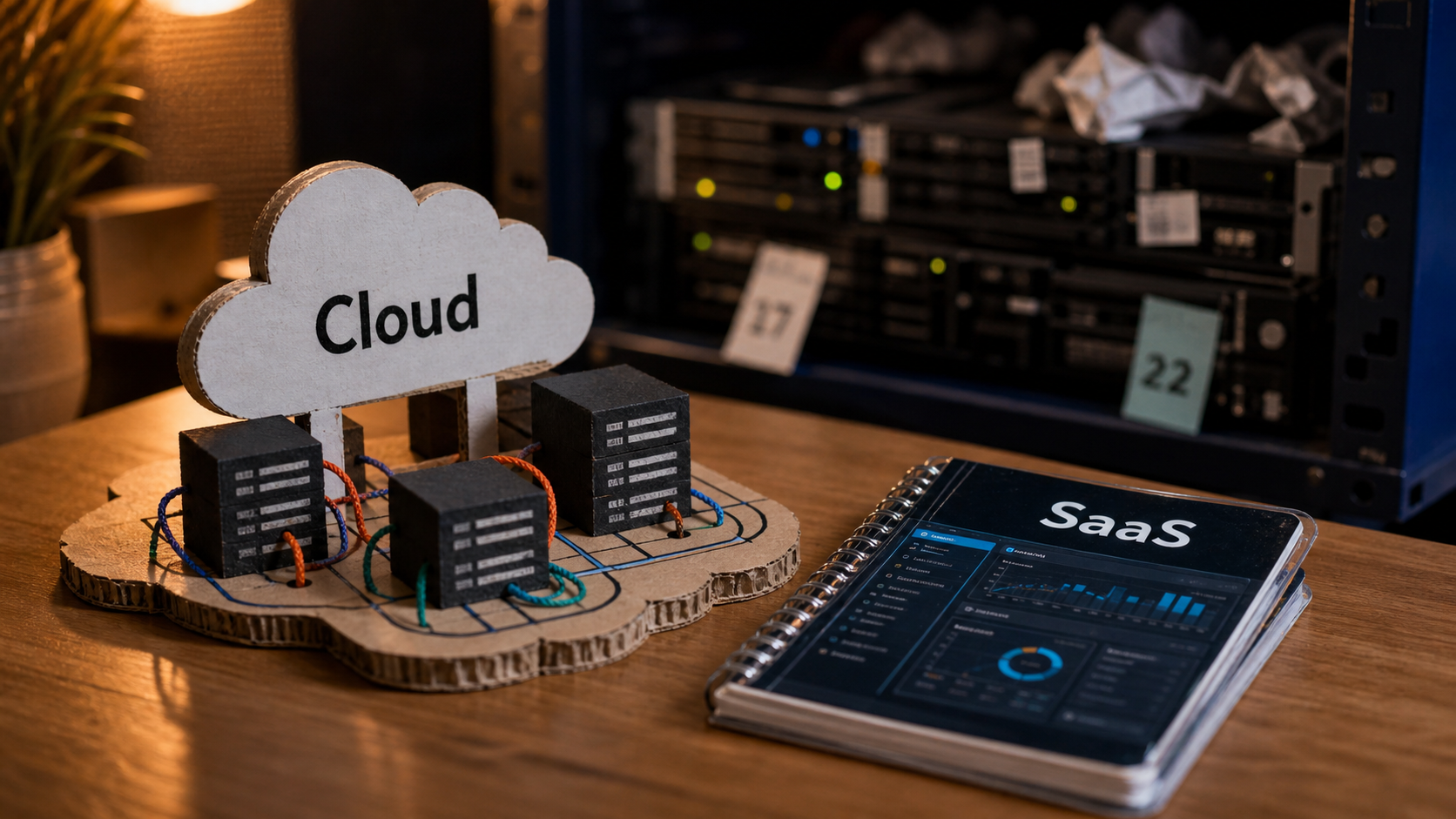 SaaS cloud : maquette cloud vs saas, serveurs et interface logicielle