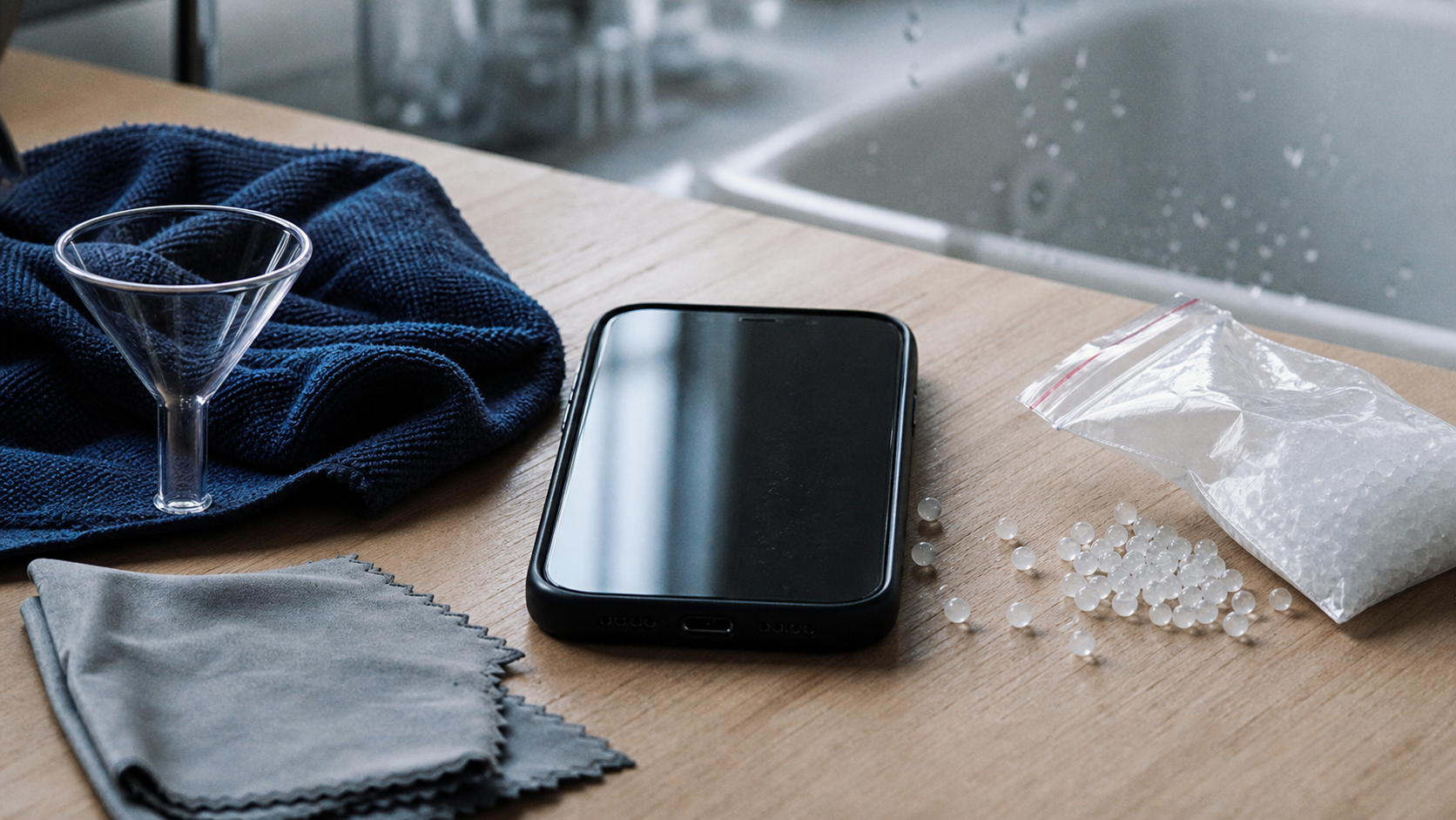 Téléphone tombé dans l’eau : riz piège, réflexes vitaux, silice