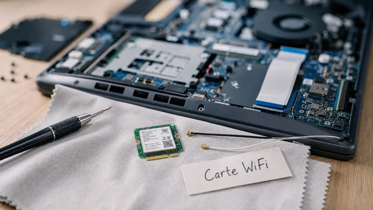 Carte wifi sur pc portable : WiFi 6E M.2/NGFF et connecteurs d’antennes