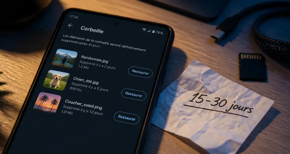 Corbeille de mon téléphone : récupérer des photos via Galerie, Mes Fichiers ou Google Photos