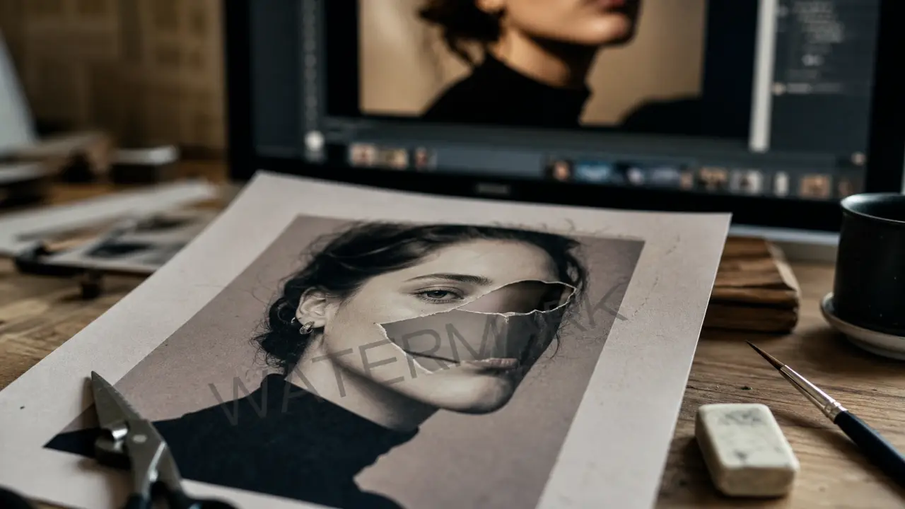 Enlever filigrane photo avec pinceau IA pour retoucher une image sans perte de qualité