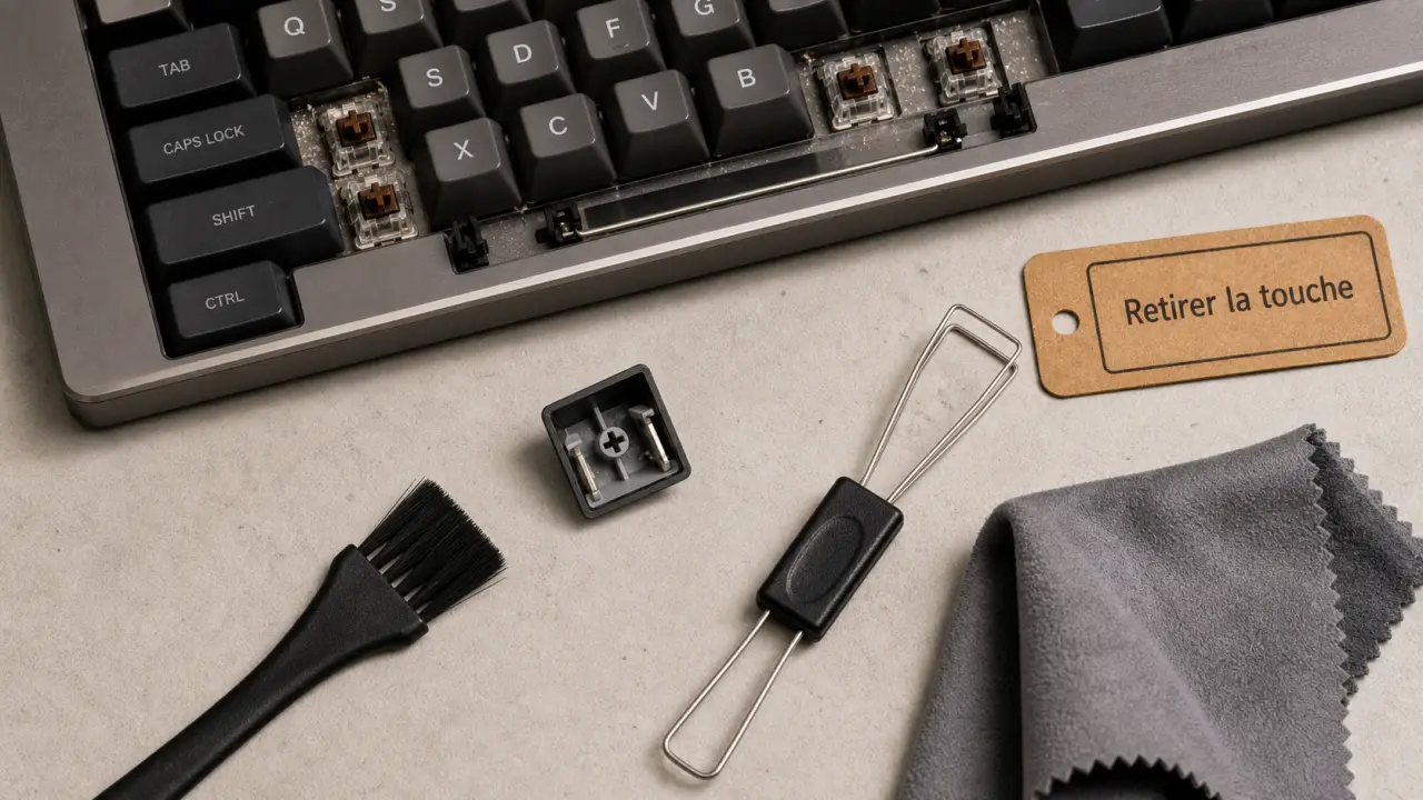 Enlever touches clavier sans casse, touche démontée et outils