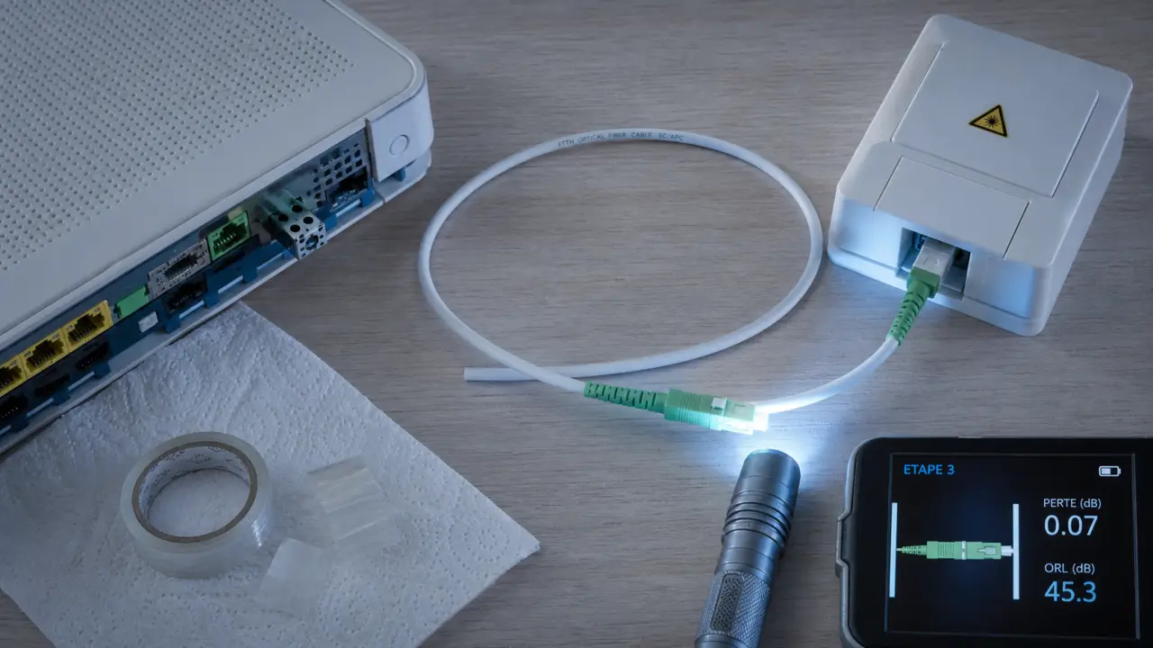 Freebox étape 3 : signal FTTH détecté, authentification bloquée