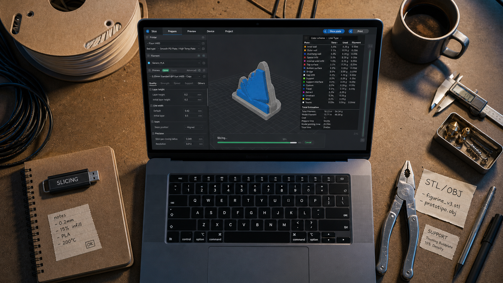 Logiciel imprimante 3D sur PC pour tranchage STL/OBJ