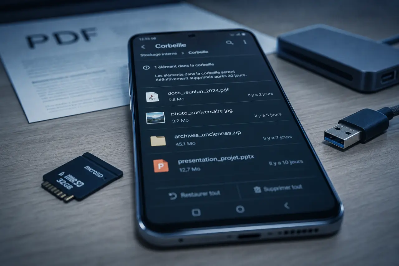 Ouvrir la corbeille Android pour restaurer et vider un fichier