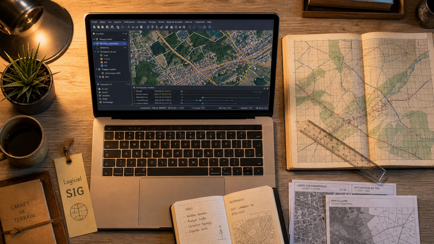 SIG logiciel : ordinateur et cartes pour visualiser et analyser des données