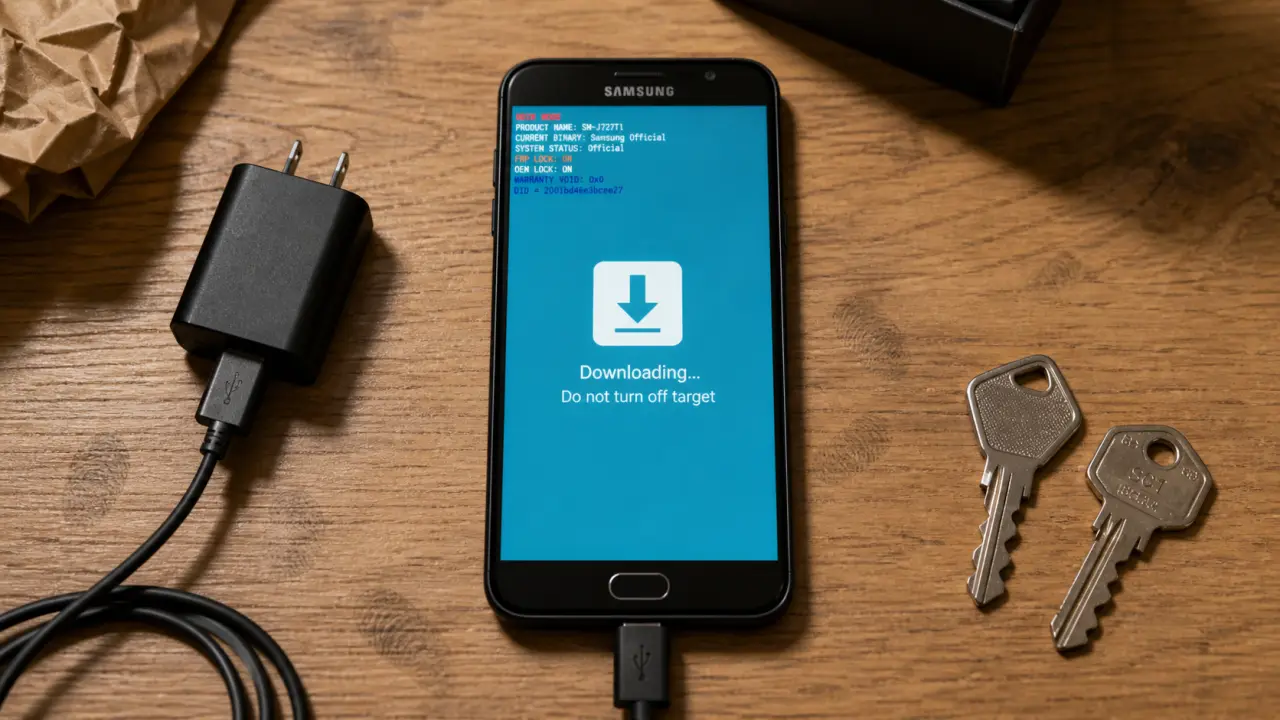 Samsung écran “Downloading... Do not turn off target” : sortie mode Download