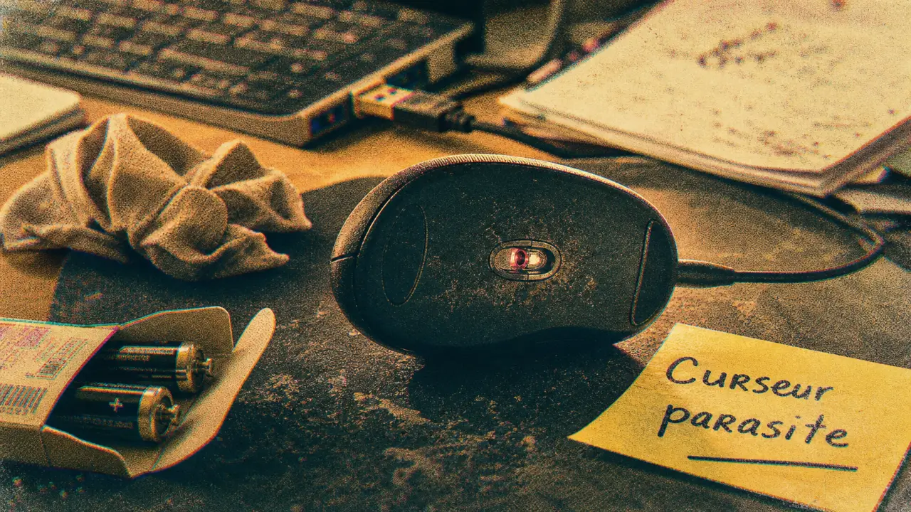 Souris qui bouge toute seule : capteur optique encrassé visible