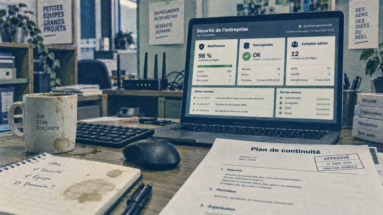 Cybersécurité PME : plan de continuité, accès et sauvegardes
