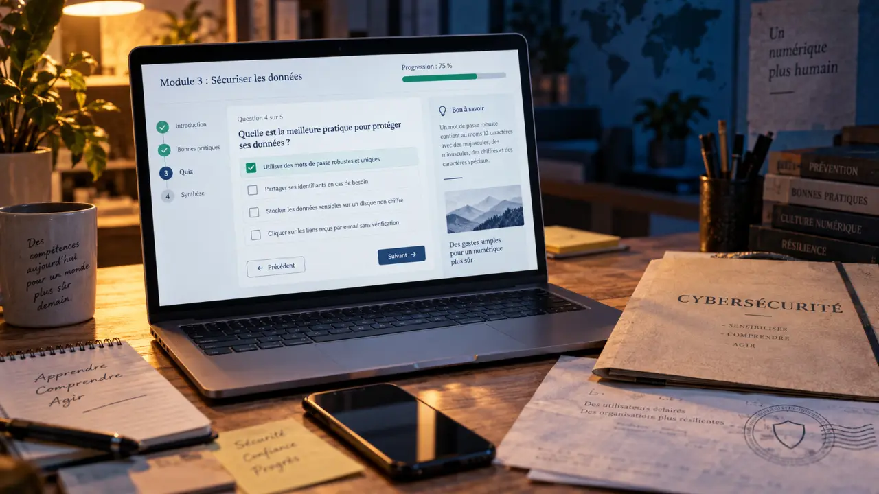 elearning formation cybersécurité : plateforme e-learning et progression