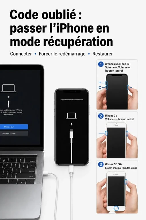 Comment déverrouiller un iPhone quand on a oublié le code avec le mode récupération sur ordinateur