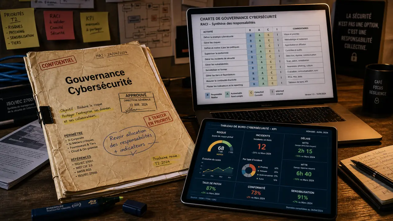 Gouvernance cybersécurité : pilotage des risques et réponse aux incidents, RACI et KPI