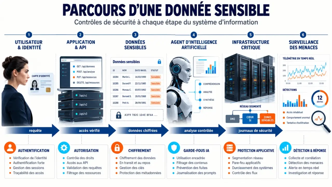 Schéma des périmètres de protection en thales cybersécurité, des identités aux applications, aux données et à l’intelligence artificielle